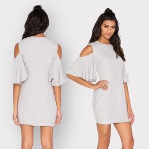 Nwt KEEPSAKE THE LABEL “Believer” Gray Cut Sleeve Ruffle Dress (Sz L)